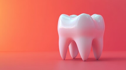 Tooth Icon with Bold Colorful Background Shapes in Modern Minimal Design