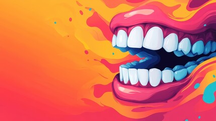 Obraz premium Tooth Icon with Bold Colorful Background Shapes in Modern Minimal Design