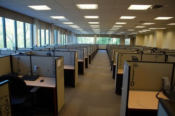 Bright Call Center Featuring Numbered Stations