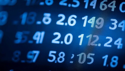 Obraz premium Various numbers displayed on a digital screen, symbolizing data, statistics, and measurement.