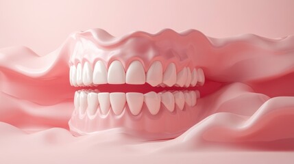 Obraz premium Tooth Icon with Bold Colorful Background Shapes in Modern Minimal Design