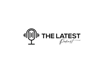 Obraz premium The-Latest-Podcast, podcast, music, singer, listen, dj, black, white, logo, template, sign, symbol, button, business, design, concept