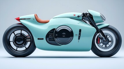 Futuristic Light Blue Racing Motorcycle with Advanced Design