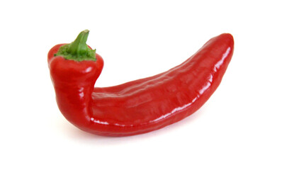 Stack colorful chili peppers isolated on the white