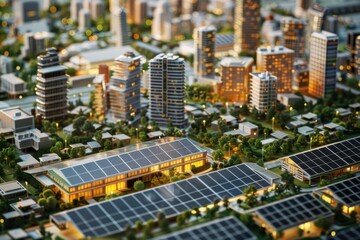 Fototapeta premium Solar cities integrating PV systems in urban planning