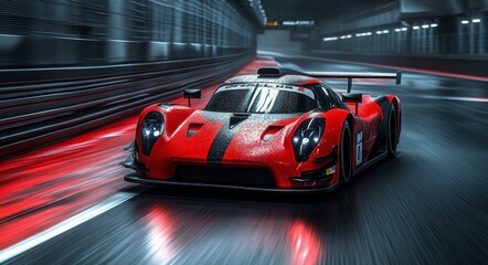 Exciting Race Car Speeding on the Track