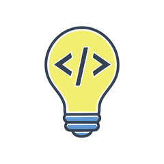 Coding lightbulb. Lightbulb with code inside, symbolizing innovative ideas and solutions in programming.