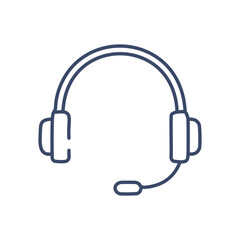 Support headset icon. Simple line drawing of a support headset, symbolizing assistance and communication. Perfect for customer service or tech-related concepts.