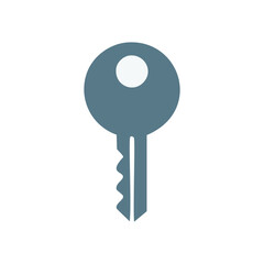 Simple key icon. Flat design key icon representing access, entry, or unlock.