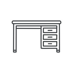 Desk with drawers. Outline illustration of a simple desk with four drawers. Perfect for office or home workspace.