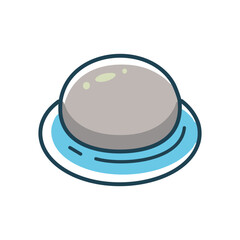 Stone in water. Circular stone resting on water, peaceful and tranquil.