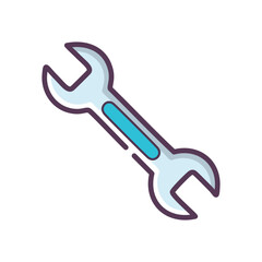 Wrench tool. A single wrench, isolated, on a white background. Repair, construction, and DIY symbol.