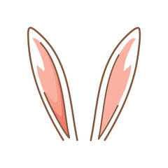 Bunny ears cartoon. Pink bunny ears with brown outline. Perfect for Easter crafts and projects.