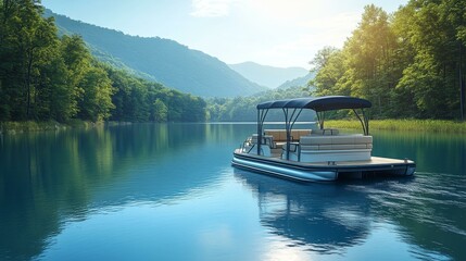 Fototapeta premium Scenic Boat Ride on Calm Lake