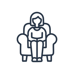 Woman relaxing chair. Woman sitting in an armchair, relaxing and enjoying peace. Perfect for wellbeing, mental health, and comfort themes.