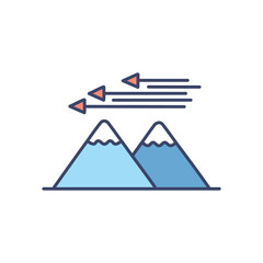 Mountains wind arrows. Mountains with wind blowing, representing challenges and overcoming obstacles.