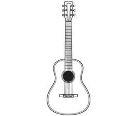 Acoustic guitar isolated on white guitar icon Vector illustration