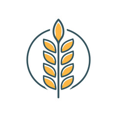 Wheat ear symbol. Simple wheat ear icon, symbolizing harvest, agriculture, and prosperity.