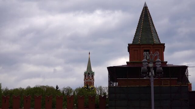 Petrovskaya Tower (also Ugreshskaya or Third Nameless) is dead tower of southern wall of Moscow Kremlin, Russia. Located opposite the Moscow River next to the Beklemishevskaya Tower.