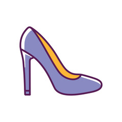 Purple high heel shoe. Elegant high heel pump with purple leather and stiletto heel.