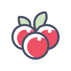 Red berries illustration. Cartoon illustration of three red berries with green leaves. Simple and vibrant design perfect for food, nature, or health-related projects.