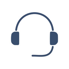 Support headset icon. Simple blue headset icon representing customer service, tech support, and communication.