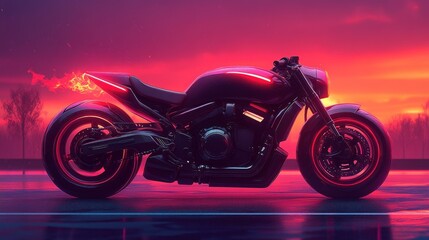 Futuristic Motorcycle in a Digital Artwork