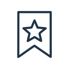 Star bookmark icon. Outline icon of a star inside a bookmark, symbolizing favorite, important, or high-quality content.