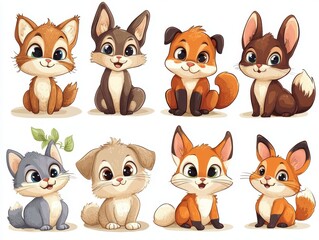 Fototapeta premium Cute Animals Cartoon Illustration