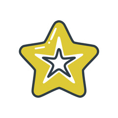 Gold star icon. Simple cartoon gold star icon. Represents achievement, success, rating, and quality.