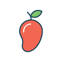 Mango fruit icon. Single mango fruit illustration, ideal for tropical themes, food and drink, healthy lifestyle, and summer concepts.