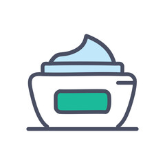 Cream jar icon. Cartoon icon of a jar of cream, symbolizing beauty and skincare. Perfect for health and wellness related projects.