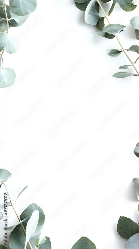 Wall mural eucalyptus leaves frame