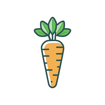 recommend clip art: Fresh carrot icon. A simple illustration of a single carrot with green leaves.  Perfect for illustrating healthy eating, gardening, or springtime.