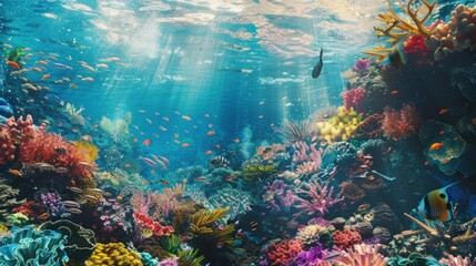 Naklejka premium Underwater Coral Reef Paradise