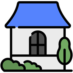 villa filled line icon