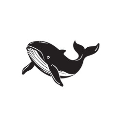 Fototapeta premium Whale in cartoon, doodle style . Image for t-shirt, web, mobile apps and ui. Isolated 2d vector illustration in logo, icon, sketch style, Eps 10, black and white. AI Generative