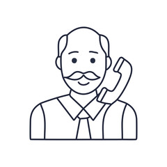 Fototapeta premium Senior man phone call. A senior man with a mustache on the phone, conveying a sense of communication and support.