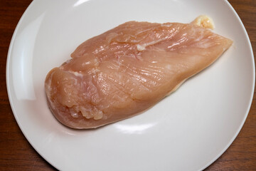 白い皿の上の鶏むね肉