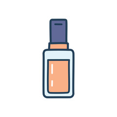 Foundation bottle. Cosmetic bottle with foundation, suitable for makeup, beauty, and skincare illustrations.