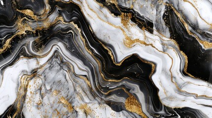 Abstract Marble Texture with Golden Glitter