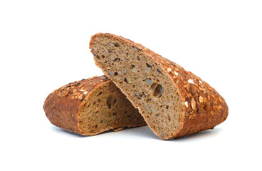 Stack grain bread isolated on white background