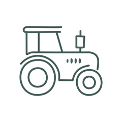 Farm tractor icon. Line art icon of a farm tractor, representing farming, agriculture, and rural life. © Lull