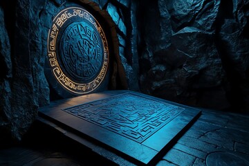 A dungeon lit by glowing runes, the symbols etched into the walls pulsing with magical energy, hinting at an ancient power
