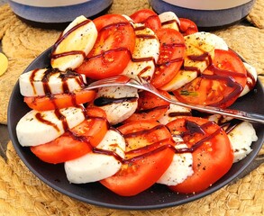 Tomatoes with vegan mozzarella