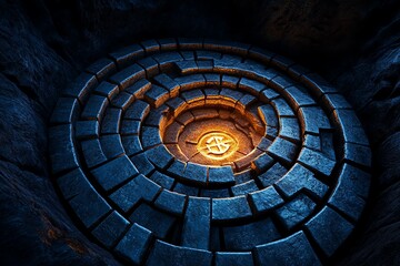 Fototapeta premium A dungeon room thatâ€™s an illusion, where adventurers think theyâ€™ve reached the exit, only to find theyâ€™ve been walking in circles