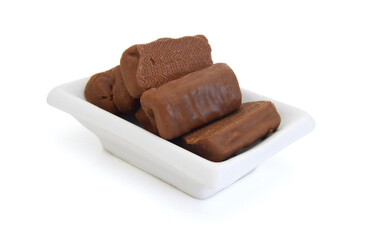Big chocolate candy on a white background