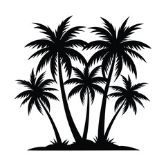 Black palm trees silhouette vector.