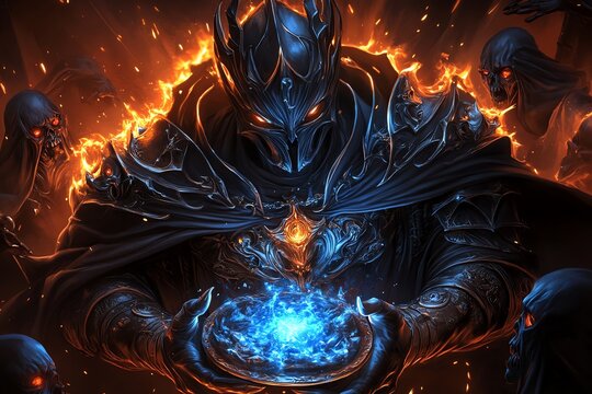 A group of adventurers facing off against a lich, the dungeon&acirc;&euro;&trade;s dark overlord who commands legions of undead minions