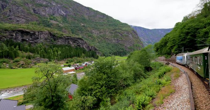 View of the surrounding landscape from the Flam railway (Fl&aring;msbana) to Myrdal, Norway